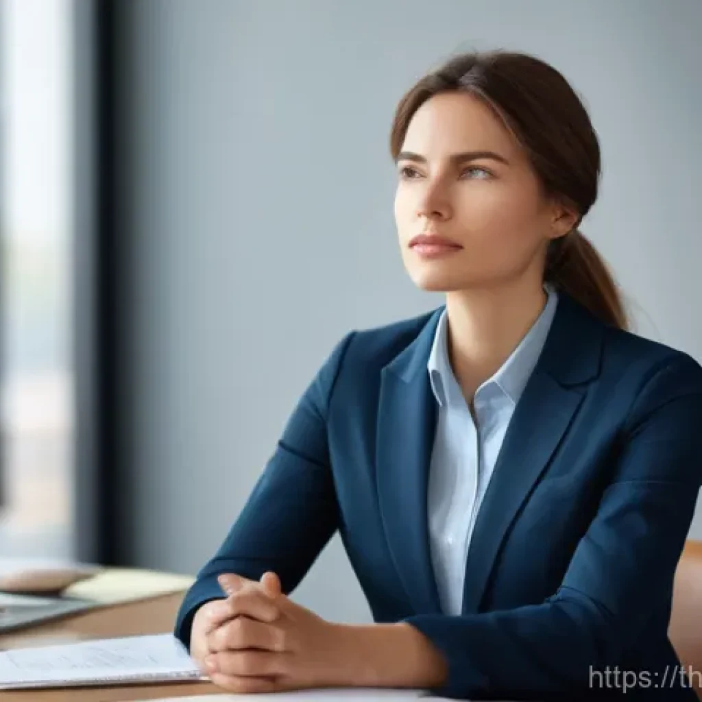 정서적 민첩성을 높이는 면담 기법 - **Prompt 1: Emotional Self-Regulation**
"A professional woman, in her early 30s, is seated at a ...